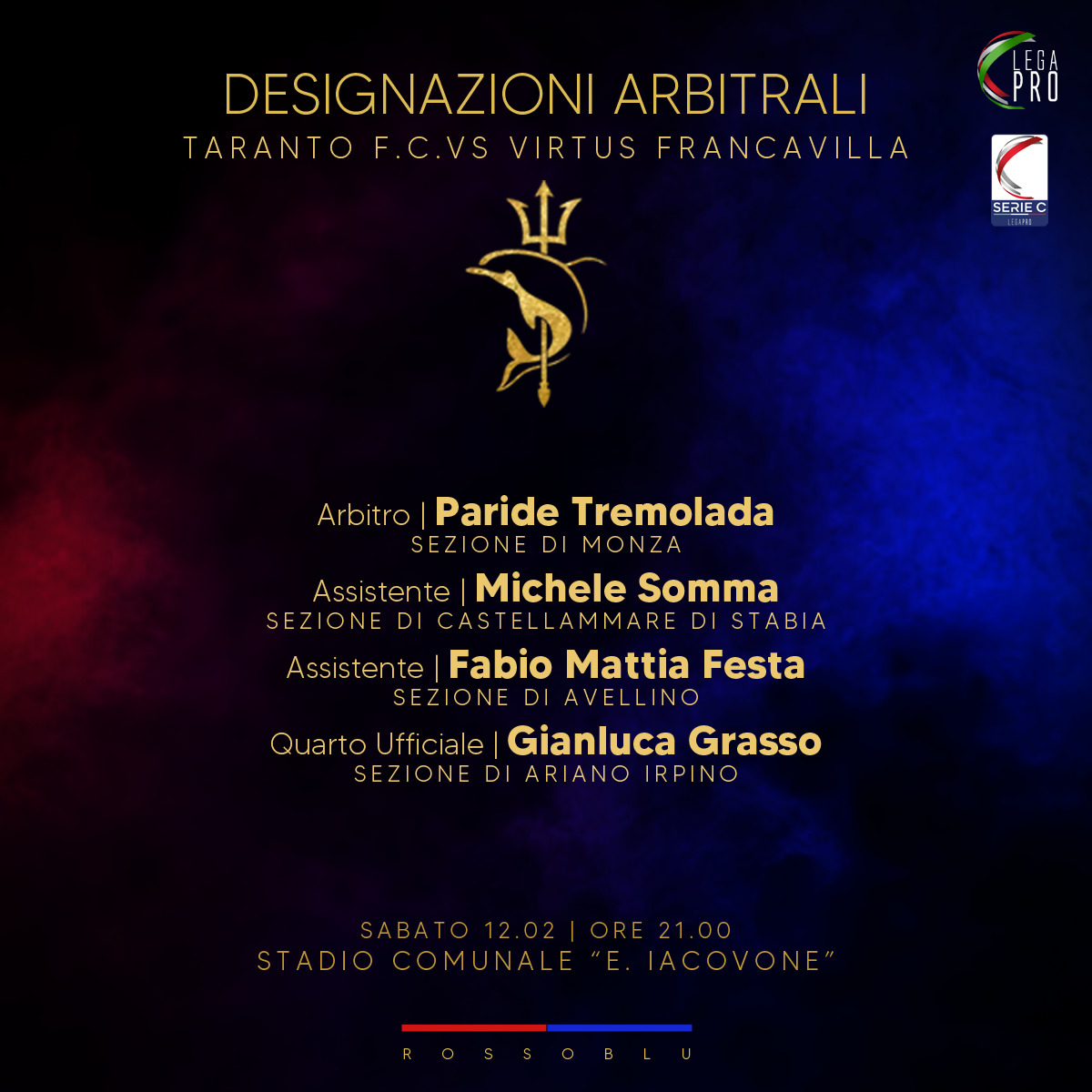 le designazioni arbitrali – Taranto Football Club 1927