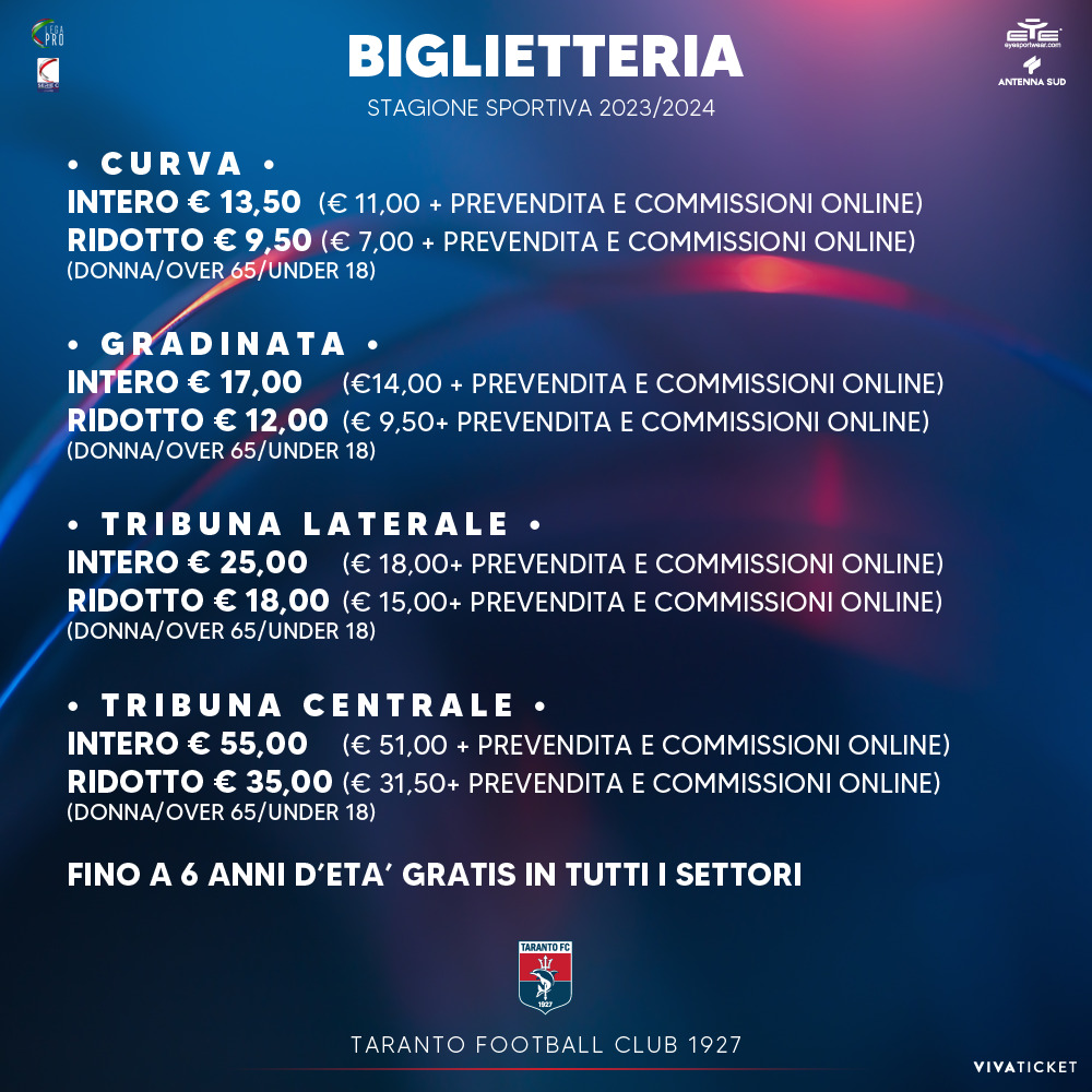 PARTE LA PREVENDITA PER TARANTO-FOGGIA