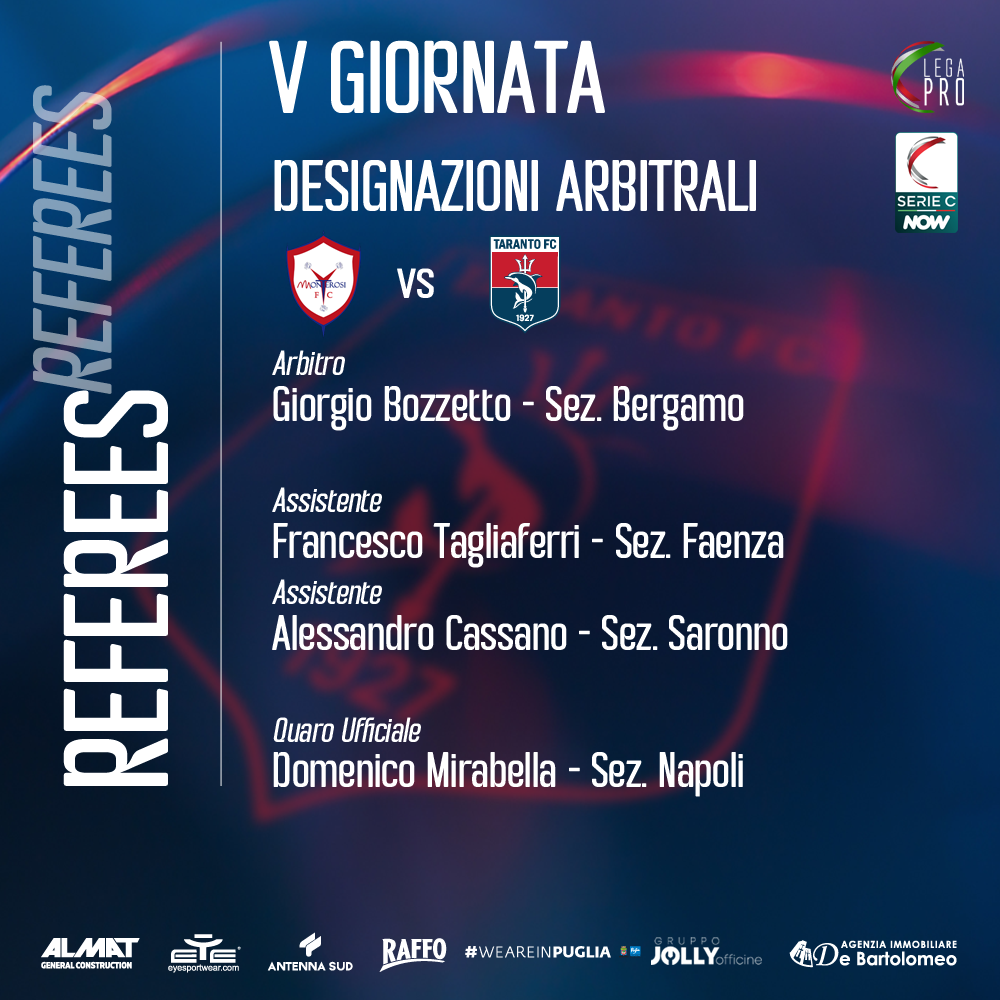 DESIGNAZIONI ARBITRALI – V GIORNATA